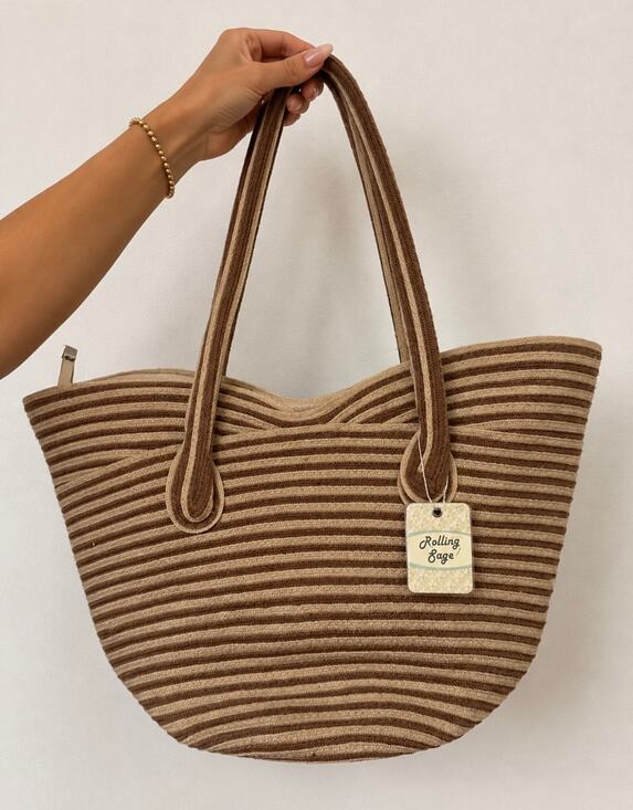Rolling Sage Handbags - Striped Woven Tote Bag